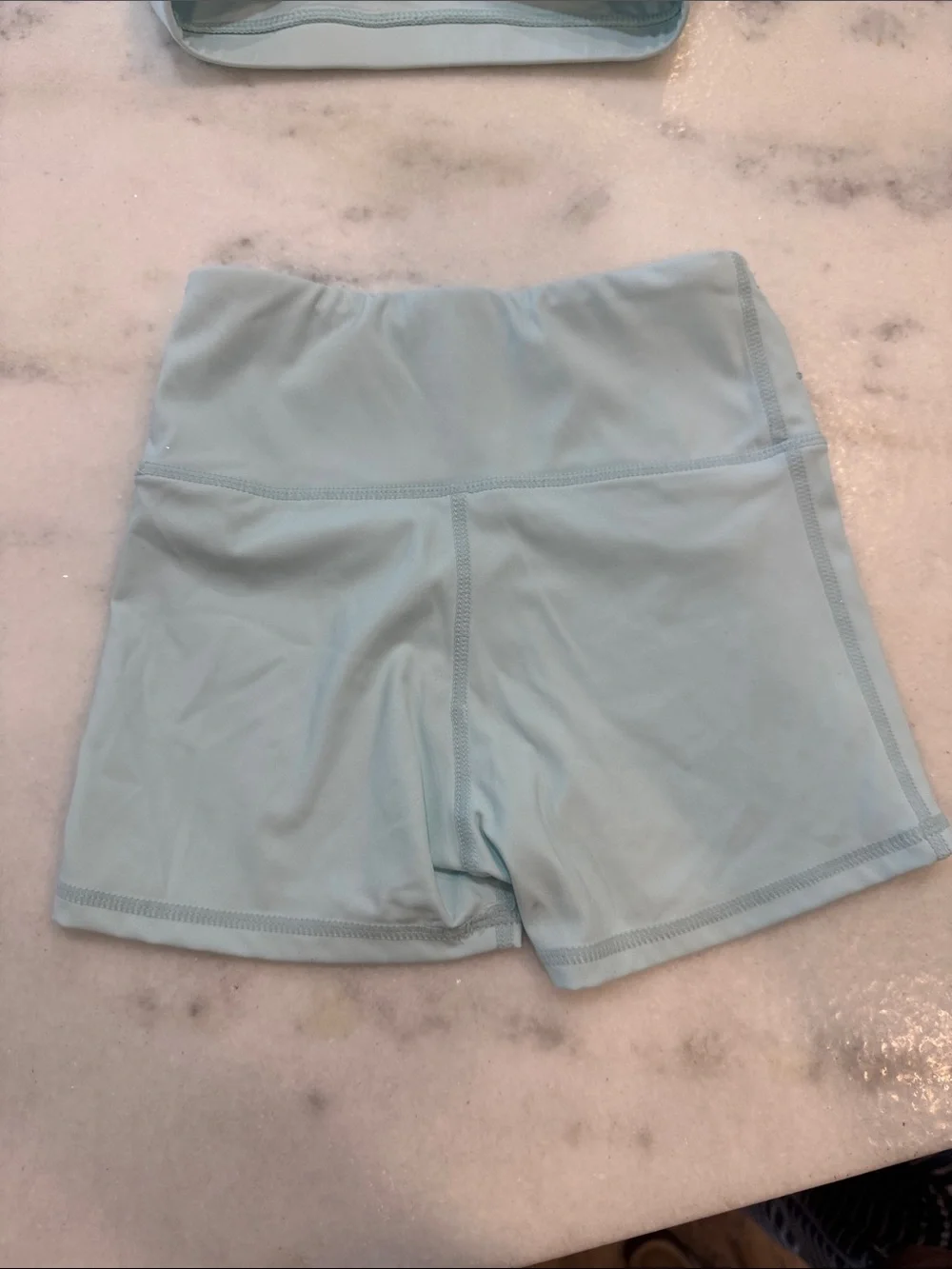 Light Blue Girls Sports Bra & High-Waist Shorts Set size 7-8